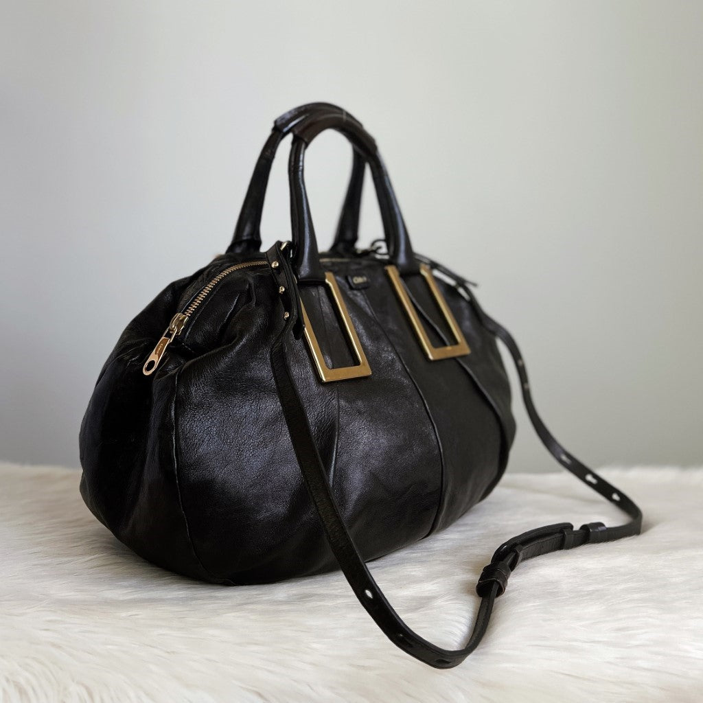 Chloe Black Leather Ethel Large 2 Way Shoulder Bag