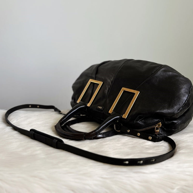 Chloe Black Leather Ethel Large 2 Way Shoulder Bag