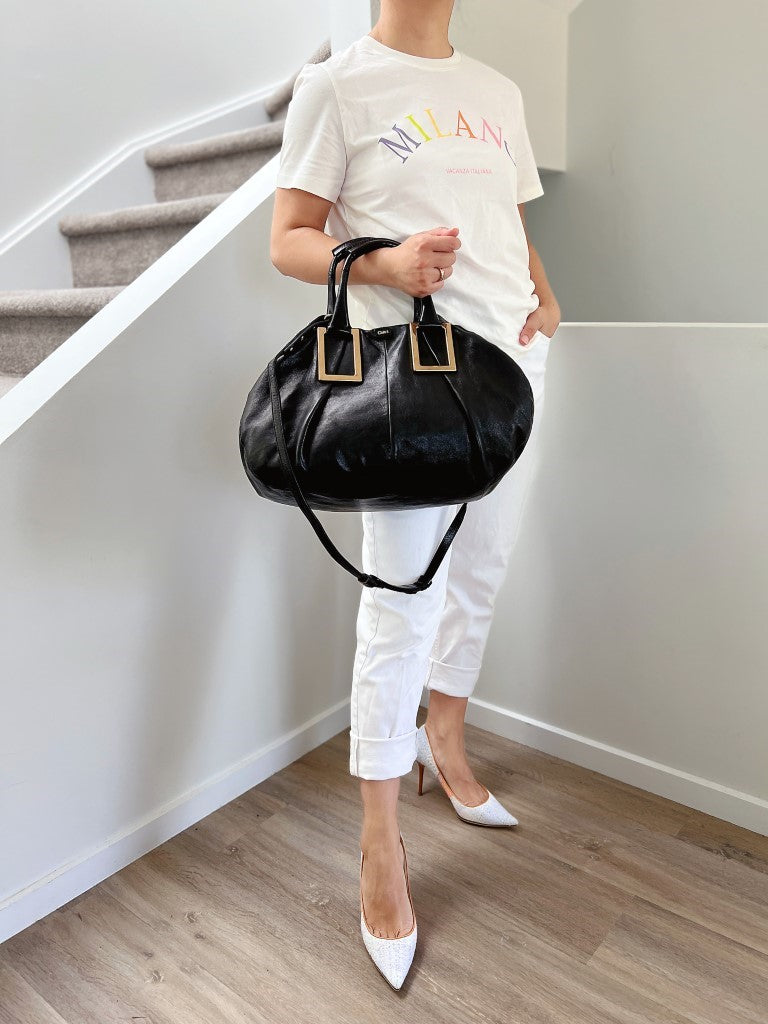 Chloe Black Leather Ethel Large 2 Way Shoulder Bag