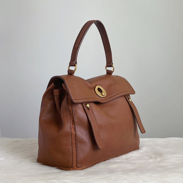 Yves Saint Laurent YSL Caramel Leather Muse Two Tote