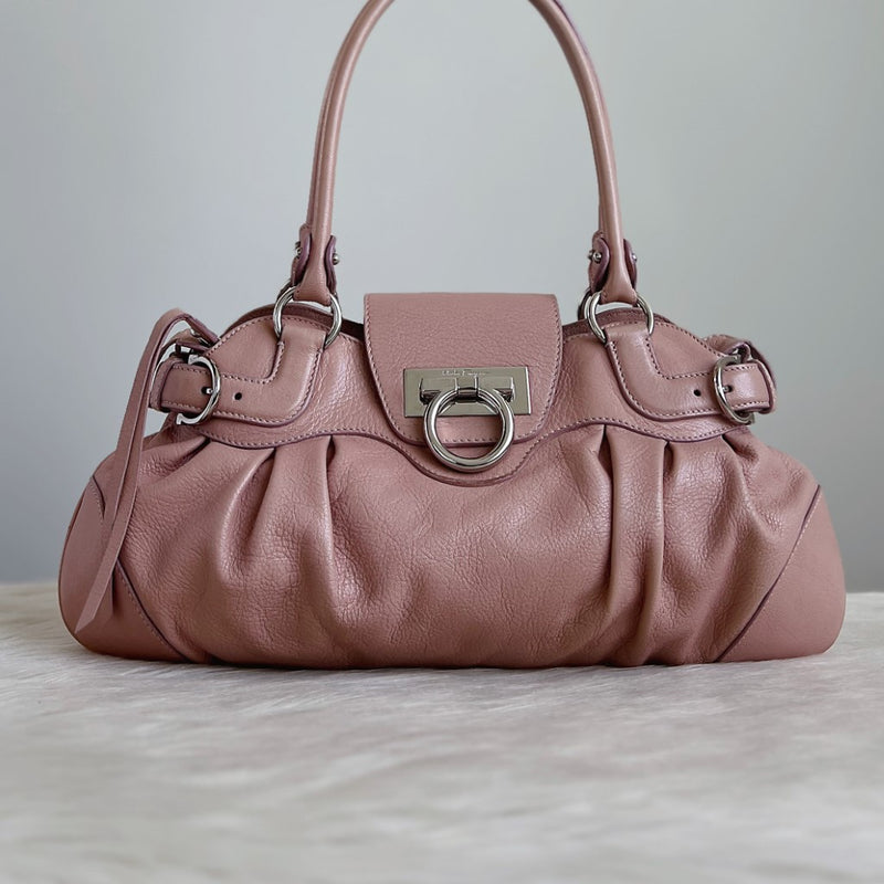 Salvatore Ferragamo Pink Leather Signature Shoulder Bag