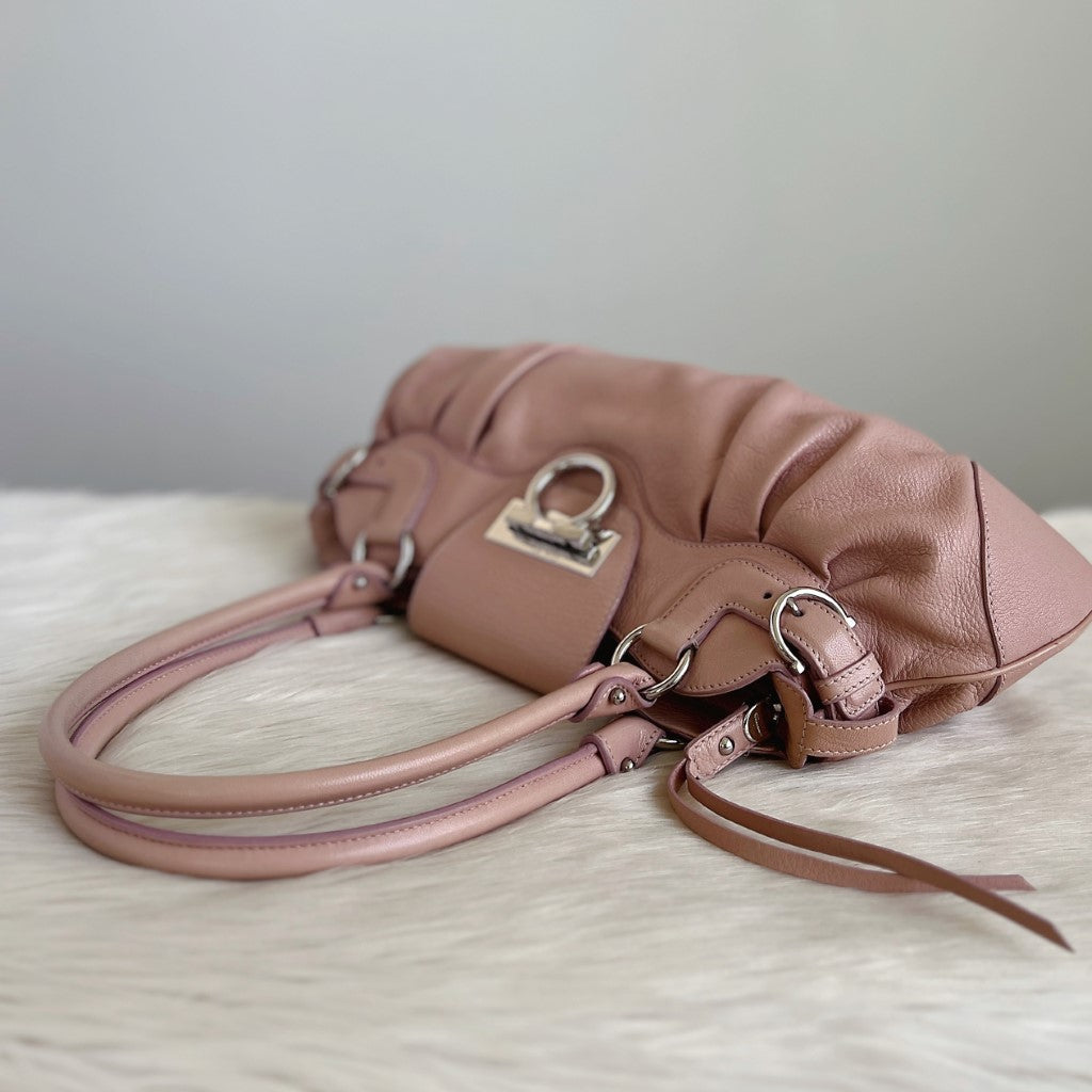 Salvatore Ferragamo Pink Leather Signature Shoulder Bag