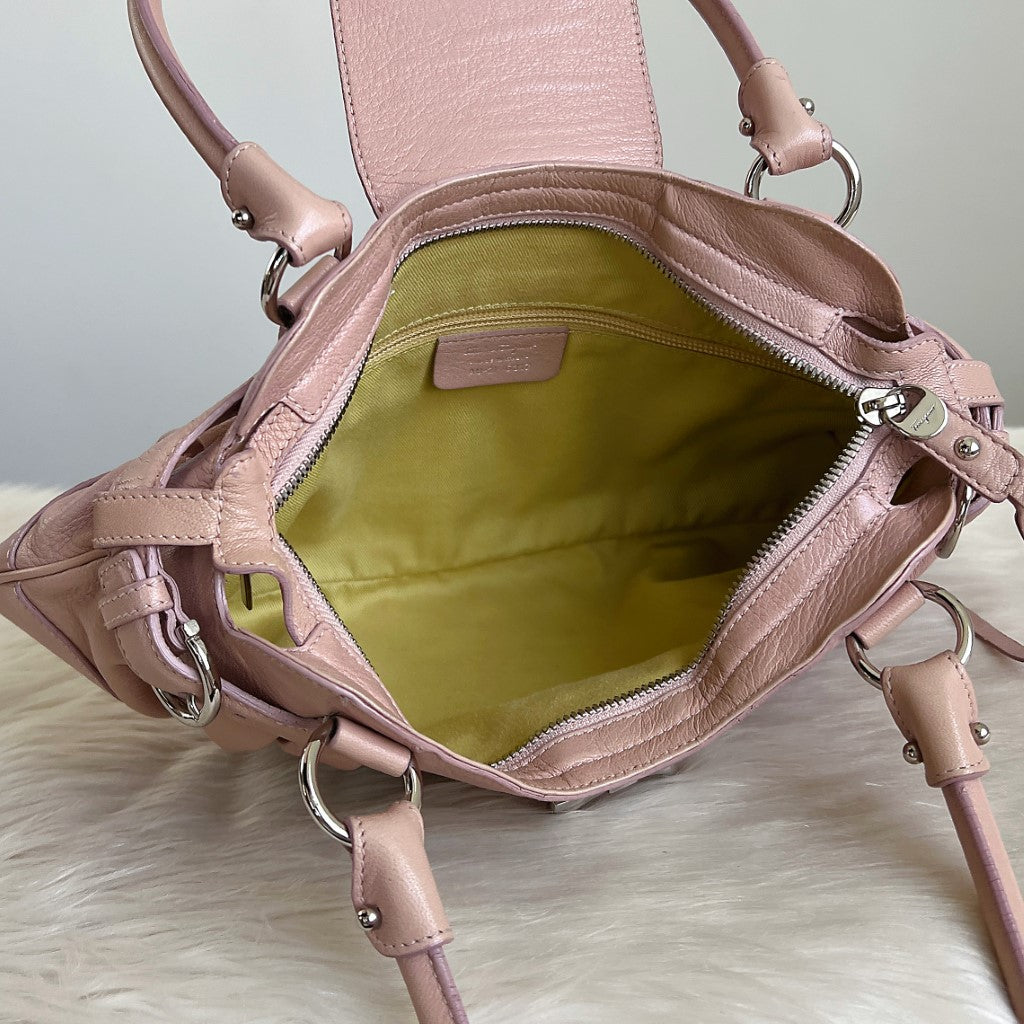 Salvatore Ferragamo Pink Leather Signature Shoulder Bag