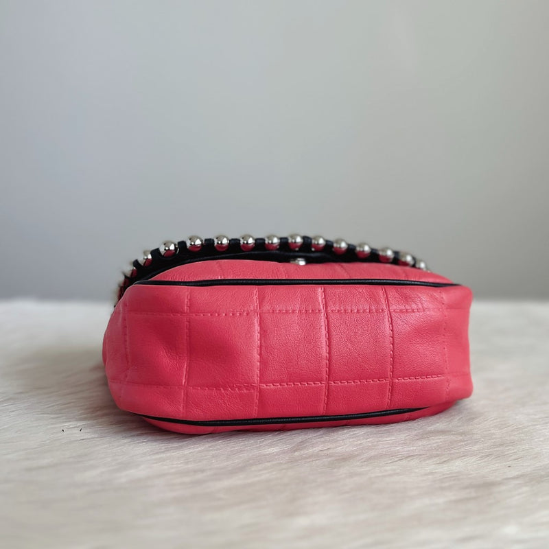 Furla Pink Leather Front Logo Crossbody Shoulder Bag