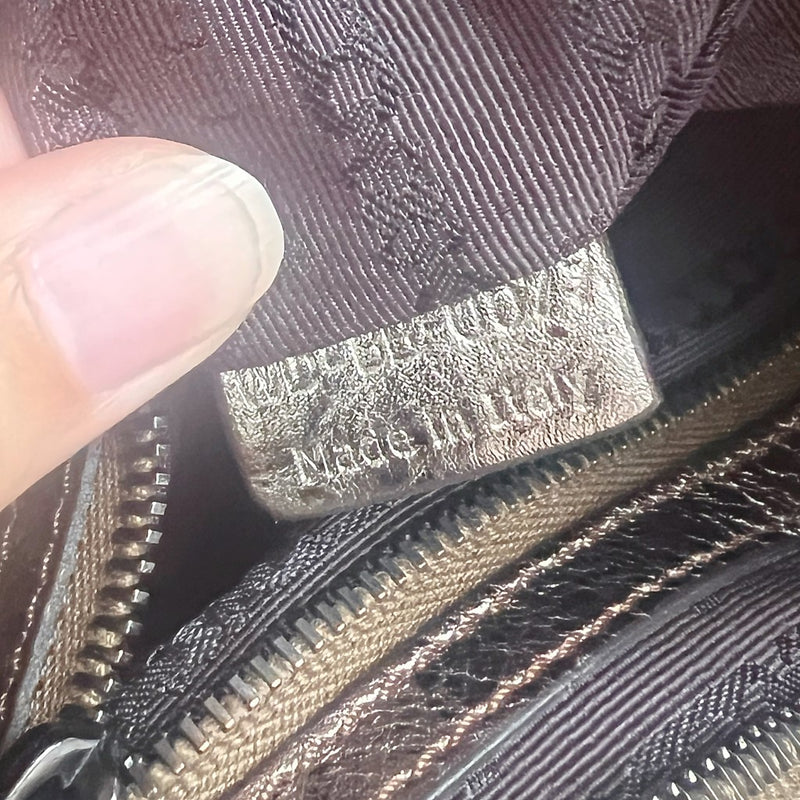 Celine Metallic Champine Leather Front Detail Shoulder Bag