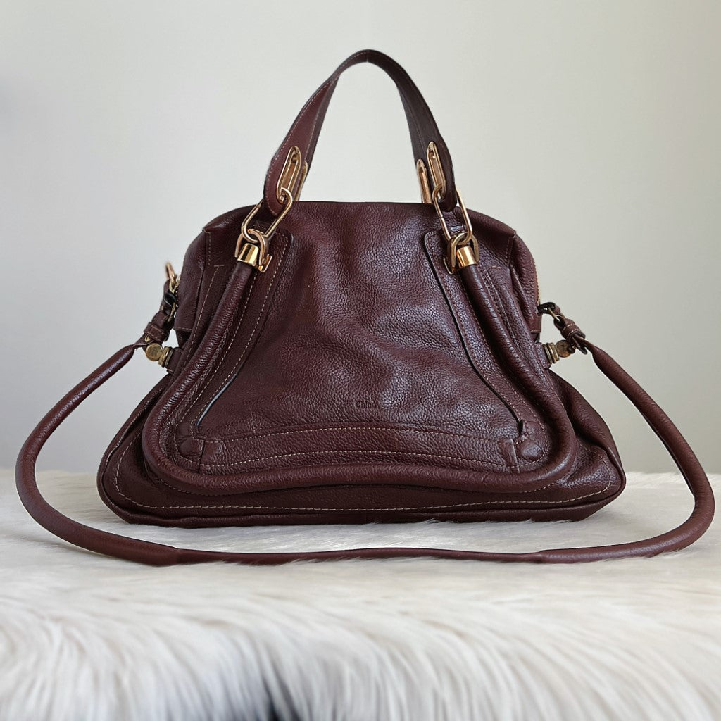 Chloe Brown Leather Paraty Large 2 Way Shoulder Bag