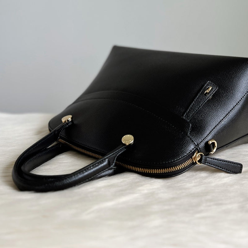 Furla Black Leather Signature Piper 2 Way Shoulder Bag Like New