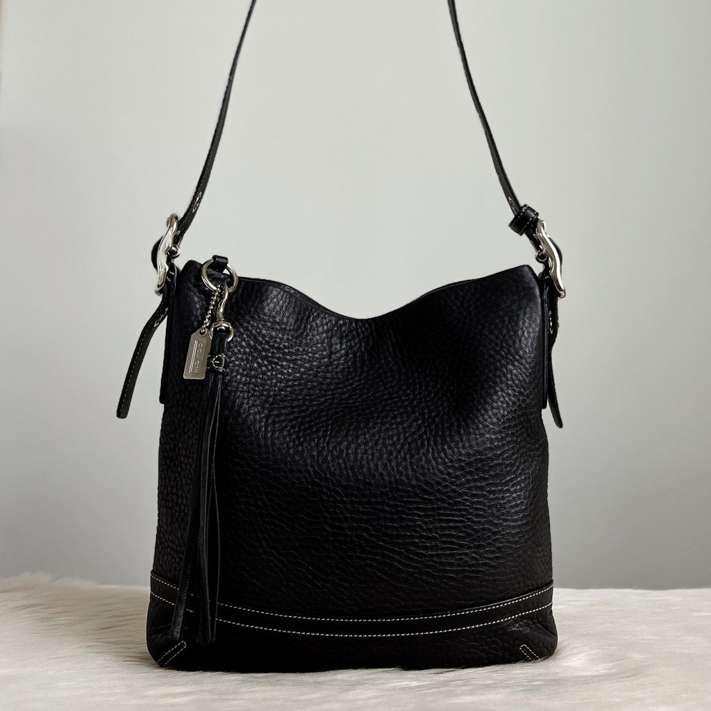 Coach Black Leather Messenger Crossbody Shoulder Bag