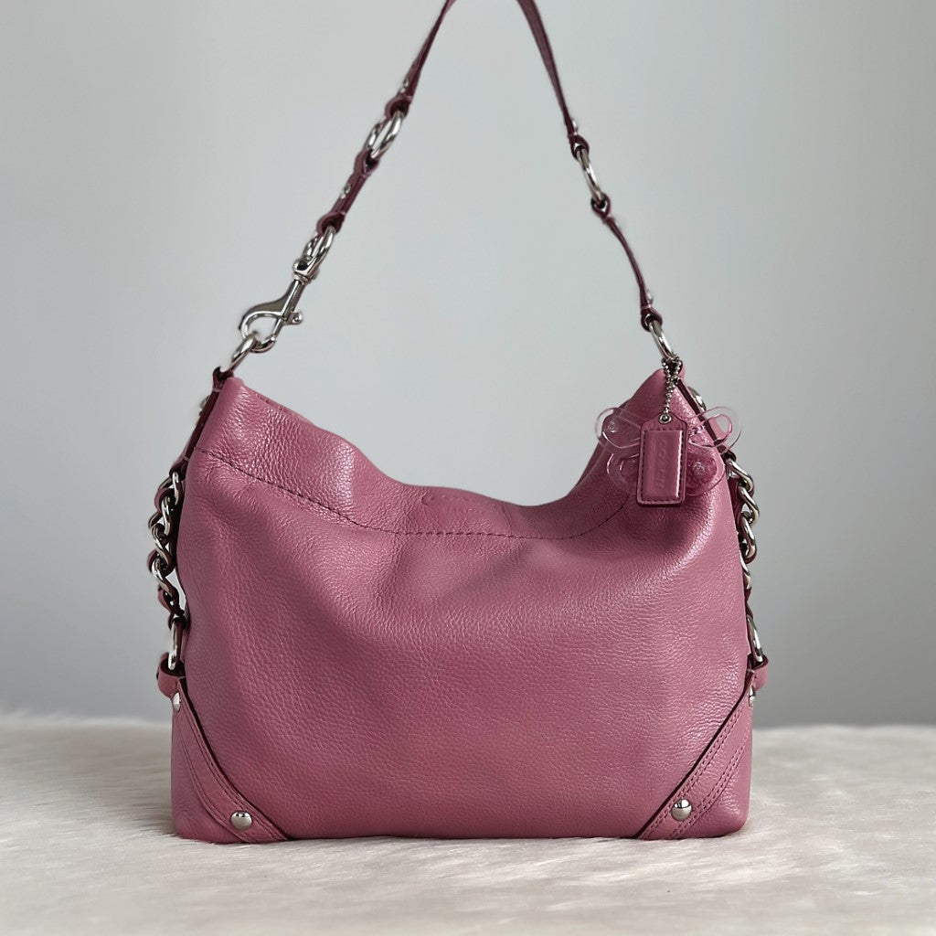 Coach Rose Leather Side Ring Detail Slouchy Shoulder Bag