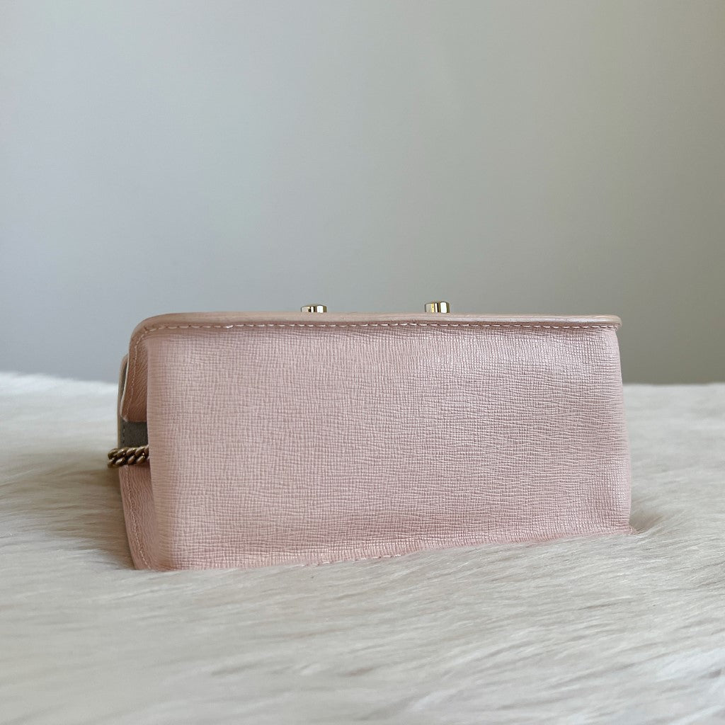 Furla Blush Pink Leather Metropolis Small Shoulder Bag