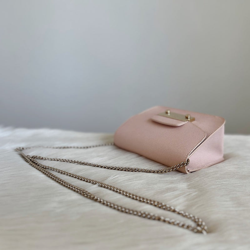 Furla Blush Pink Leather Metropolis Small Shoulder Bag