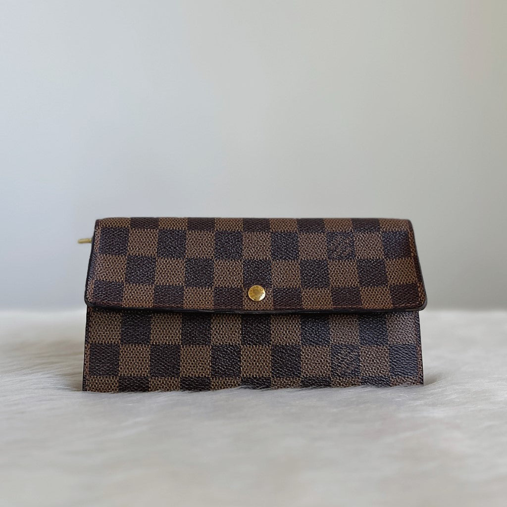 Louis Vuitton Signature Damier Zip Compartment Long Fold Wallet