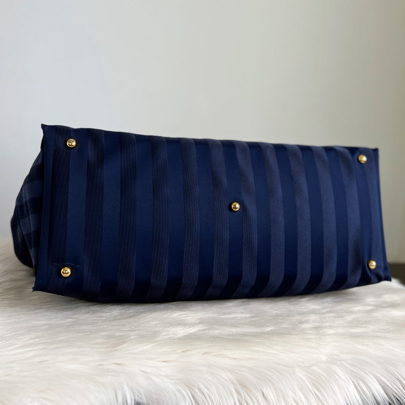 Valentino Navy Stripe Detail Keepall Weekend Travel Bag