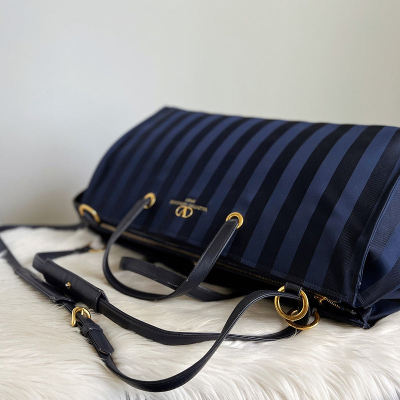 Valentino Navy Stripe Detail Keepall Weekend Travel Bag