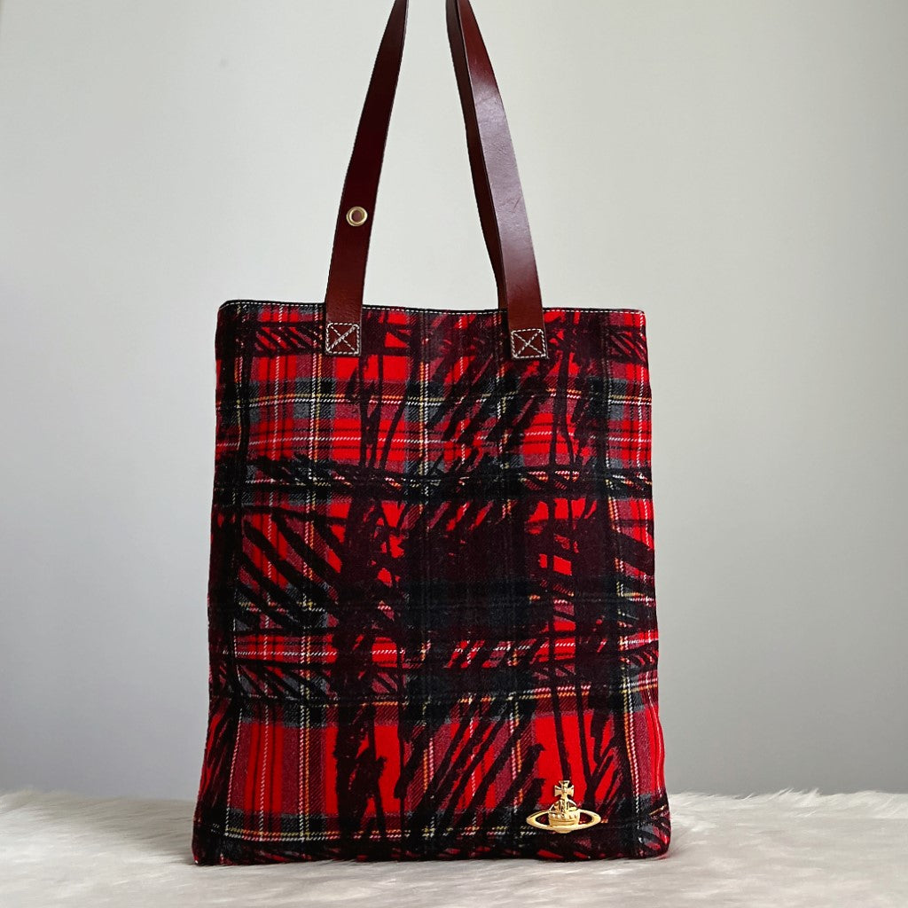 Vivienne Westwood Check Pattern Woollen Shoulder Bag