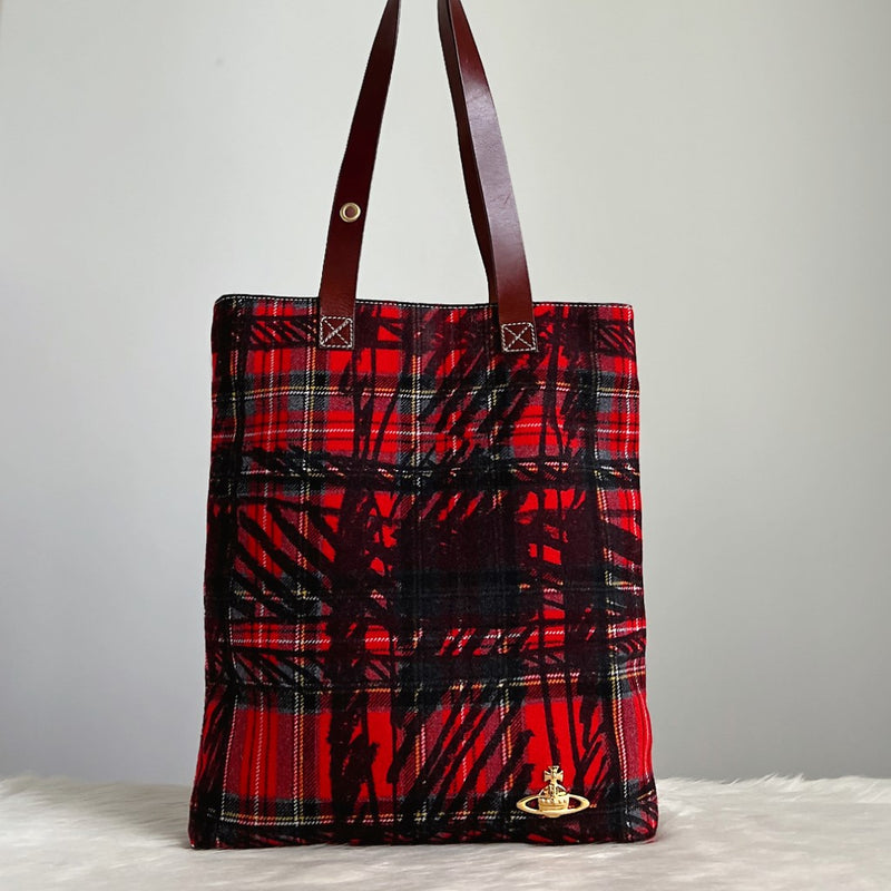 Vivienne Westwood Check Pattern Woollen Shoulder Bag