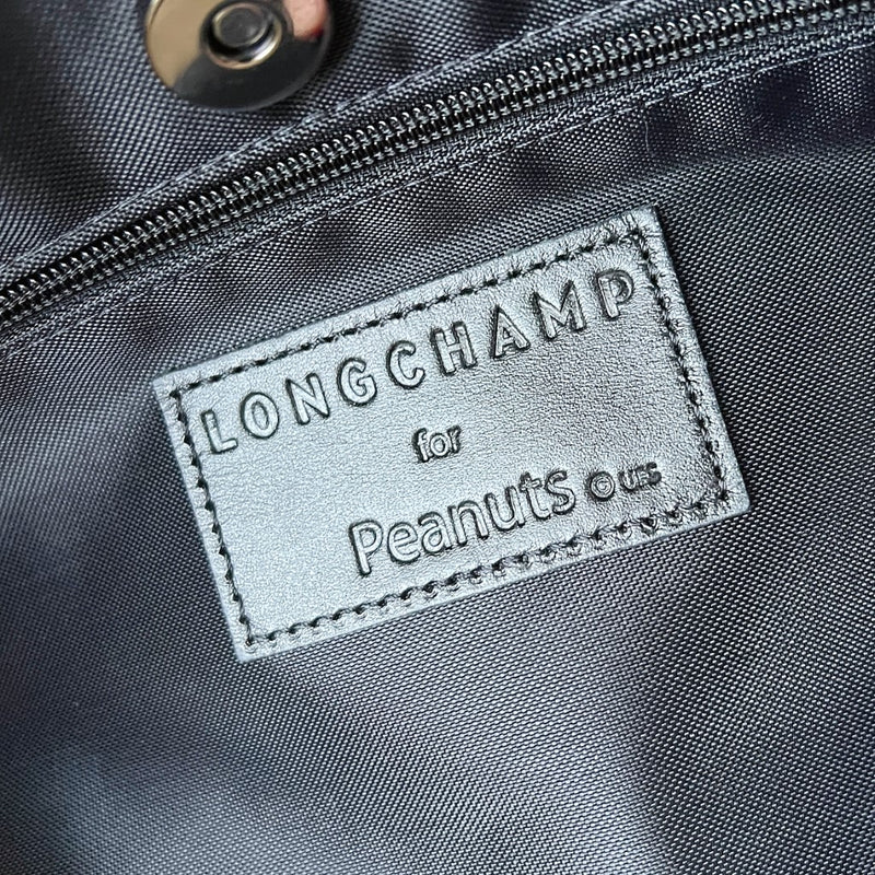 Longchamp Black Leather Snoopy Print Shoulder Bag Like New