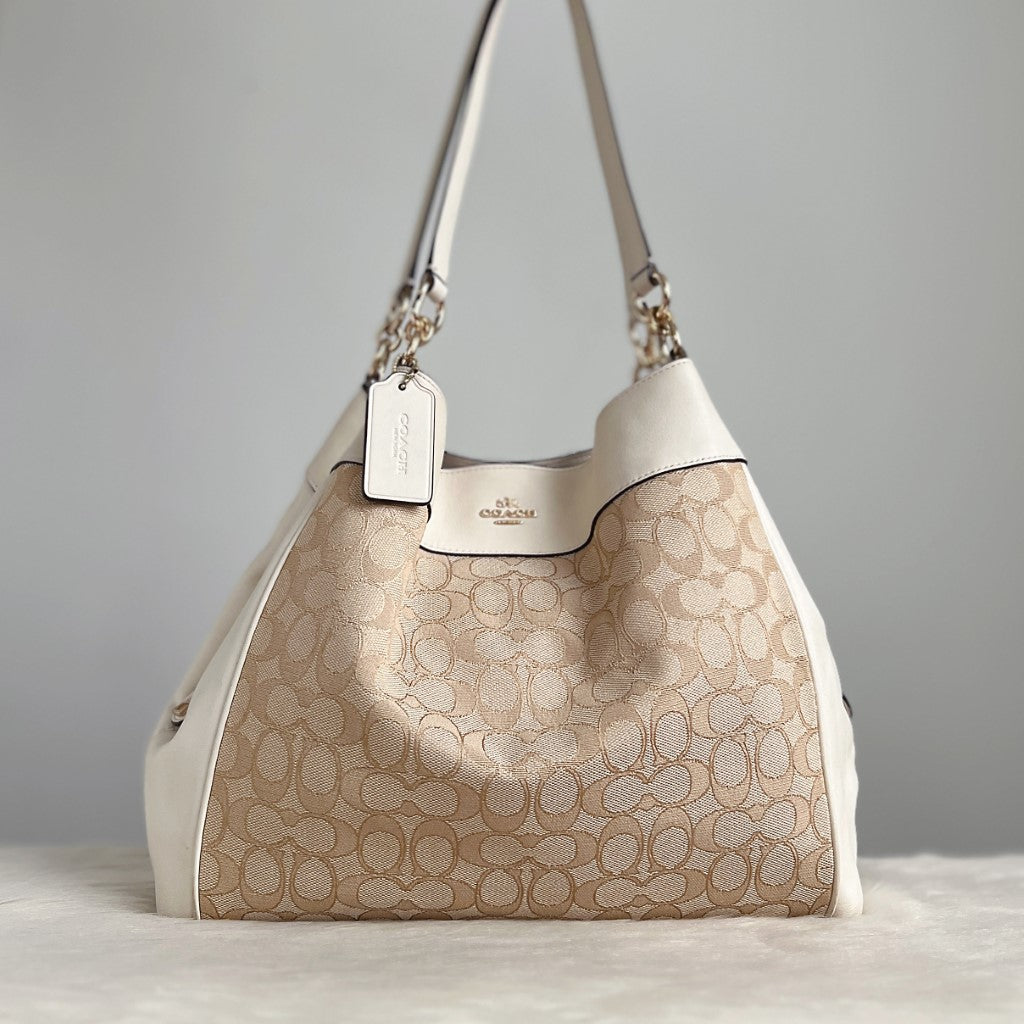 Coach Signature Monogram Patchwork Triple Compartment Shoulder Bag