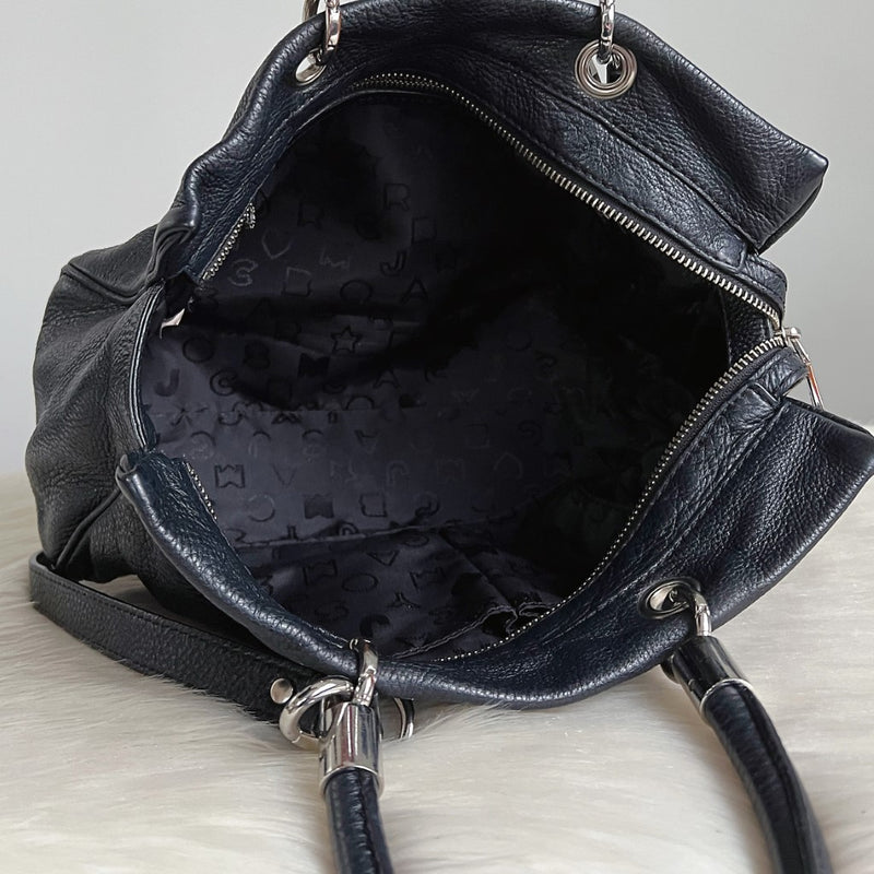 Marc Jacobs Black Leather Front Logo 2 Way Shoulder Bag