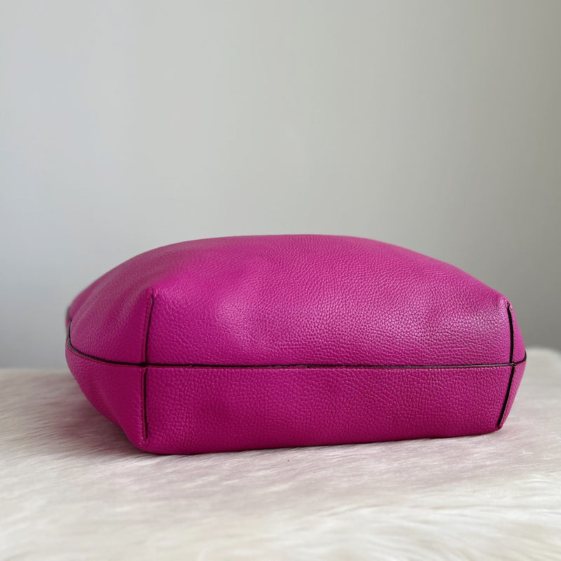 Ralph Lauren Fuchsia Leather Large Shoulder Bag + Pouch