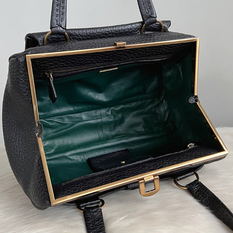 Prada Black Leather Front Pocket Shoulder Bag Excellent