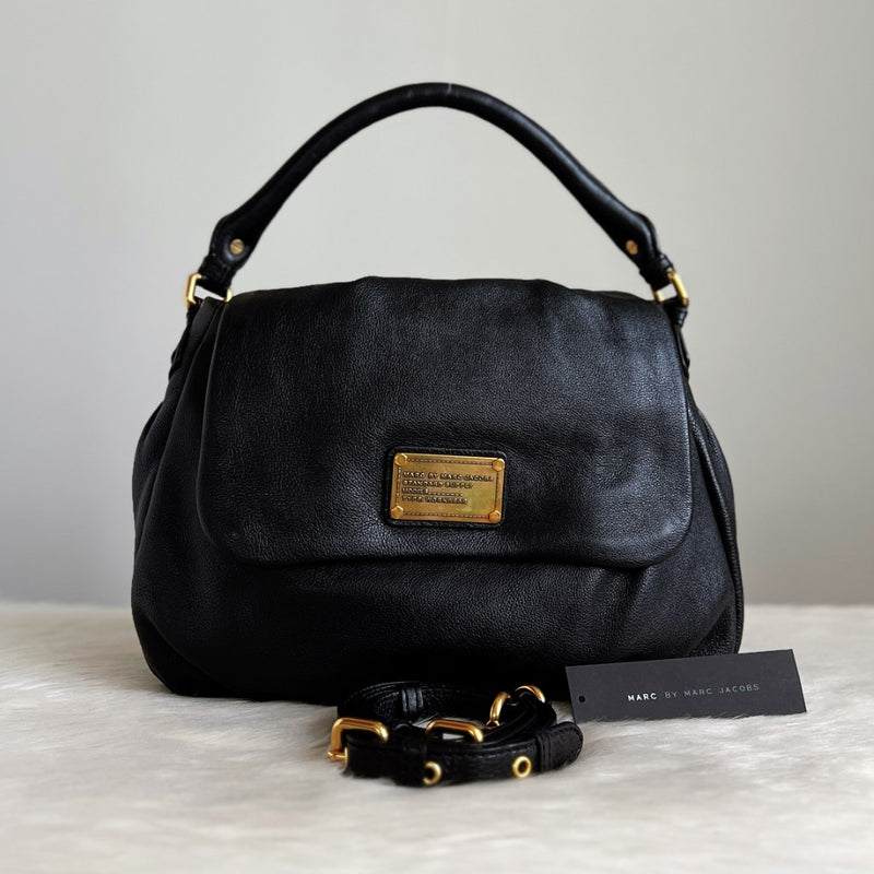 Marc Jacobs Black Leather Flap 2 Way Shoulder Bag Excellent