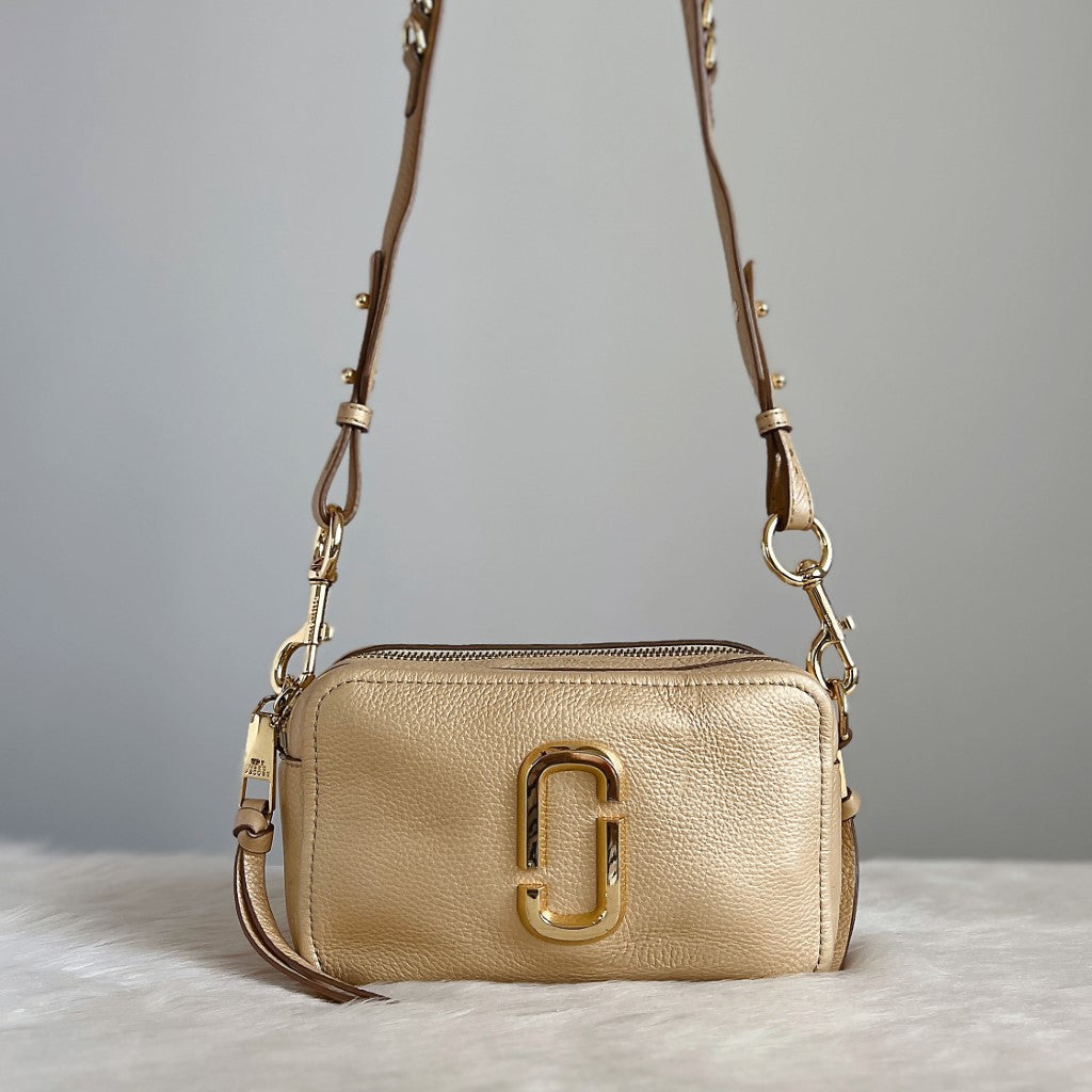 Marc Jacobs Gold Leather Camera Crossbody Shoulder Bag