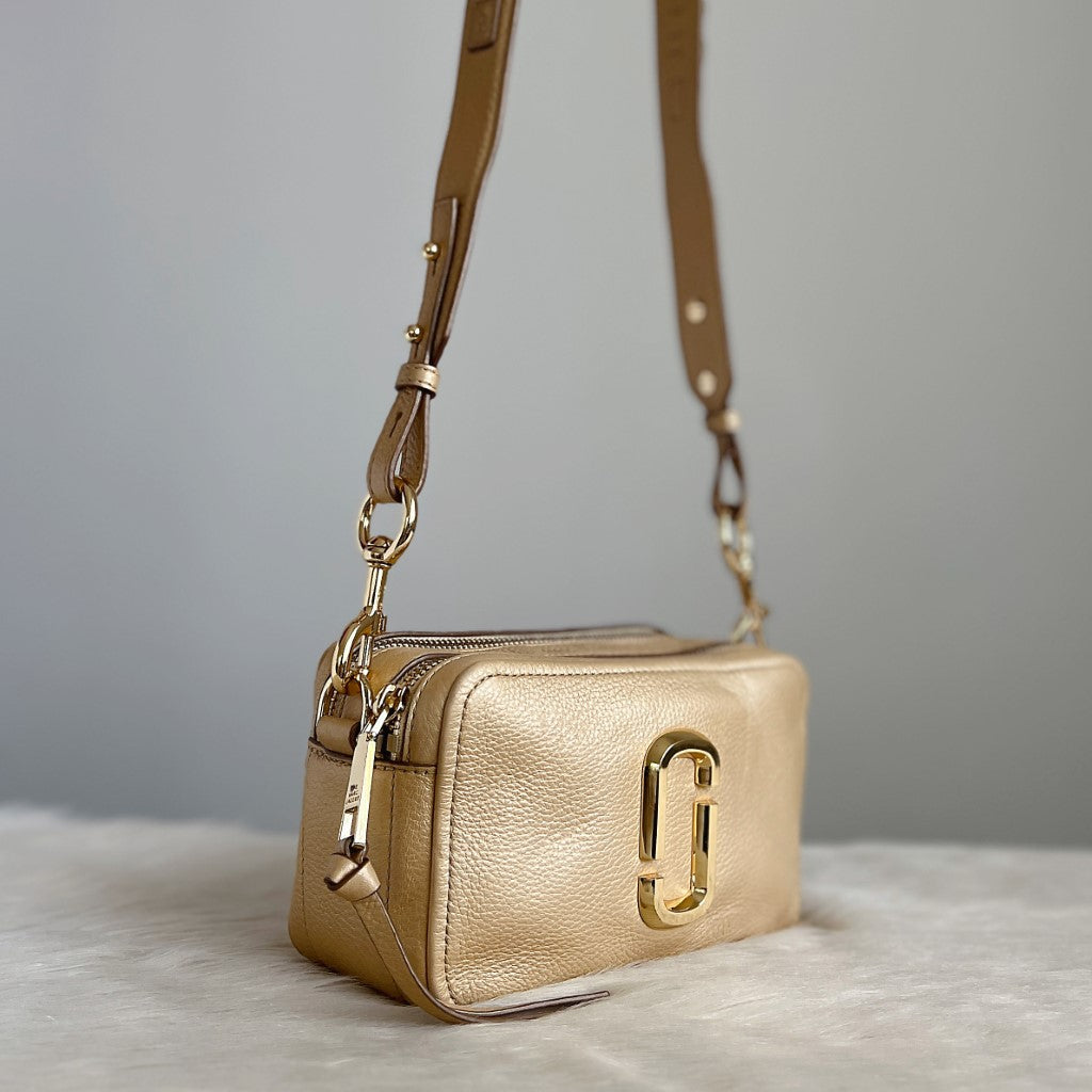 Marc Jacobs Gold Leather Camera Crossbody Shoulder Bag