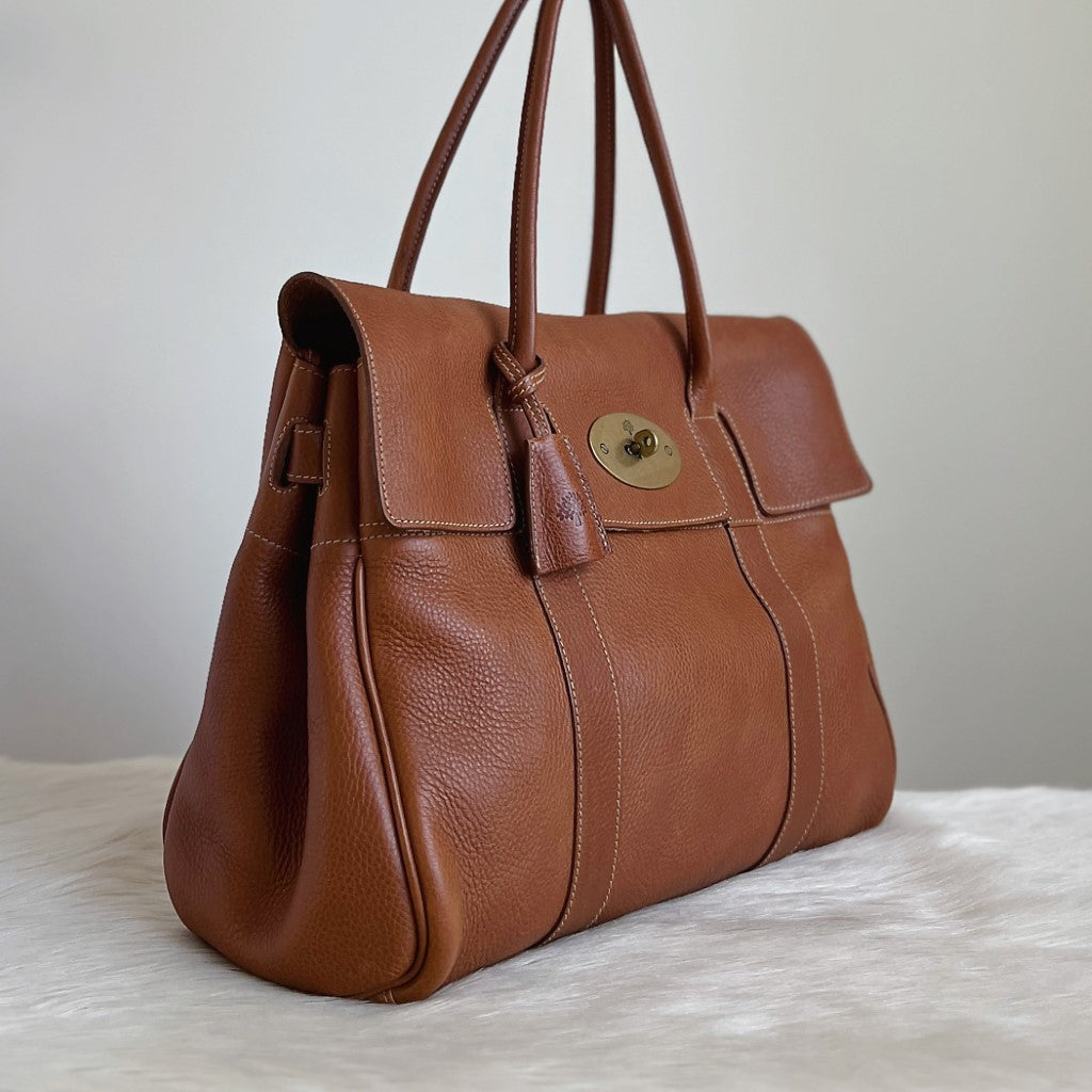 Mulberry Caramel Leather Signature Bayswater Shoulder Bag Excellent