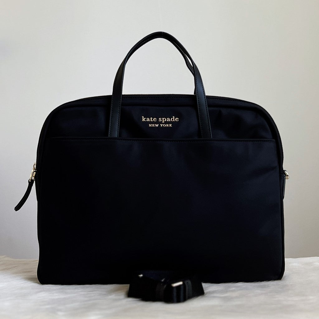 Kate Spade Black Front Logo Computer Shoulder Bag Like New