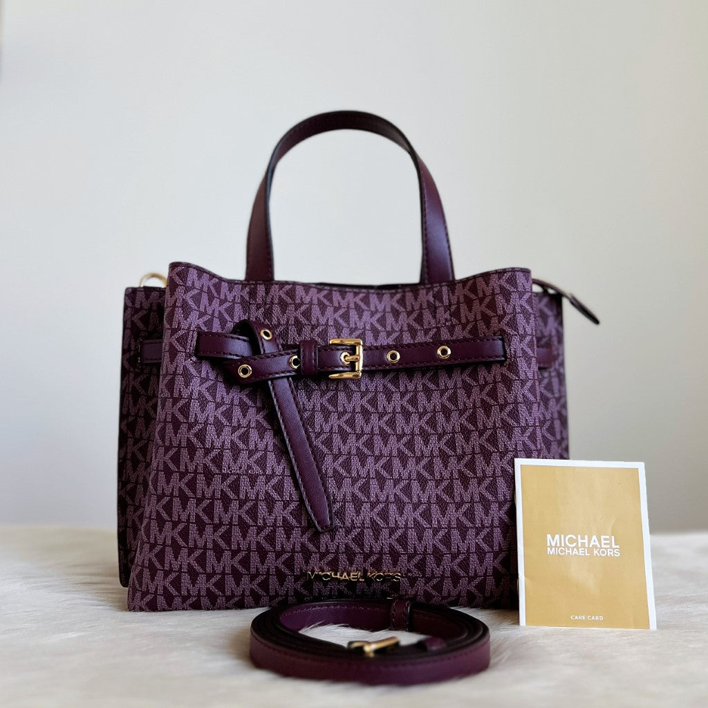 Michael Kors Purple Monogram Triple Compartment 2 Way Shoulder Bag Like New