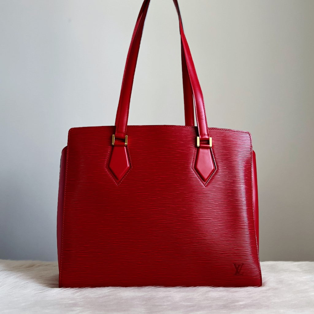 Louis Vuitton Red Epi Leather Duplex Shoulder Bag Excellent