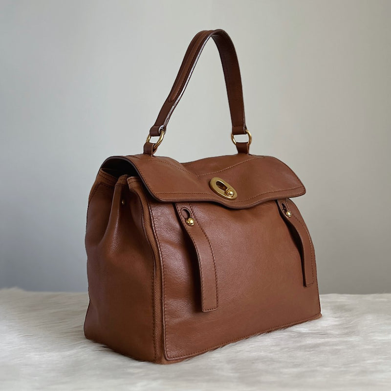 Yves Saint Laurent YSL Caramel Leather Muse Two Tote
