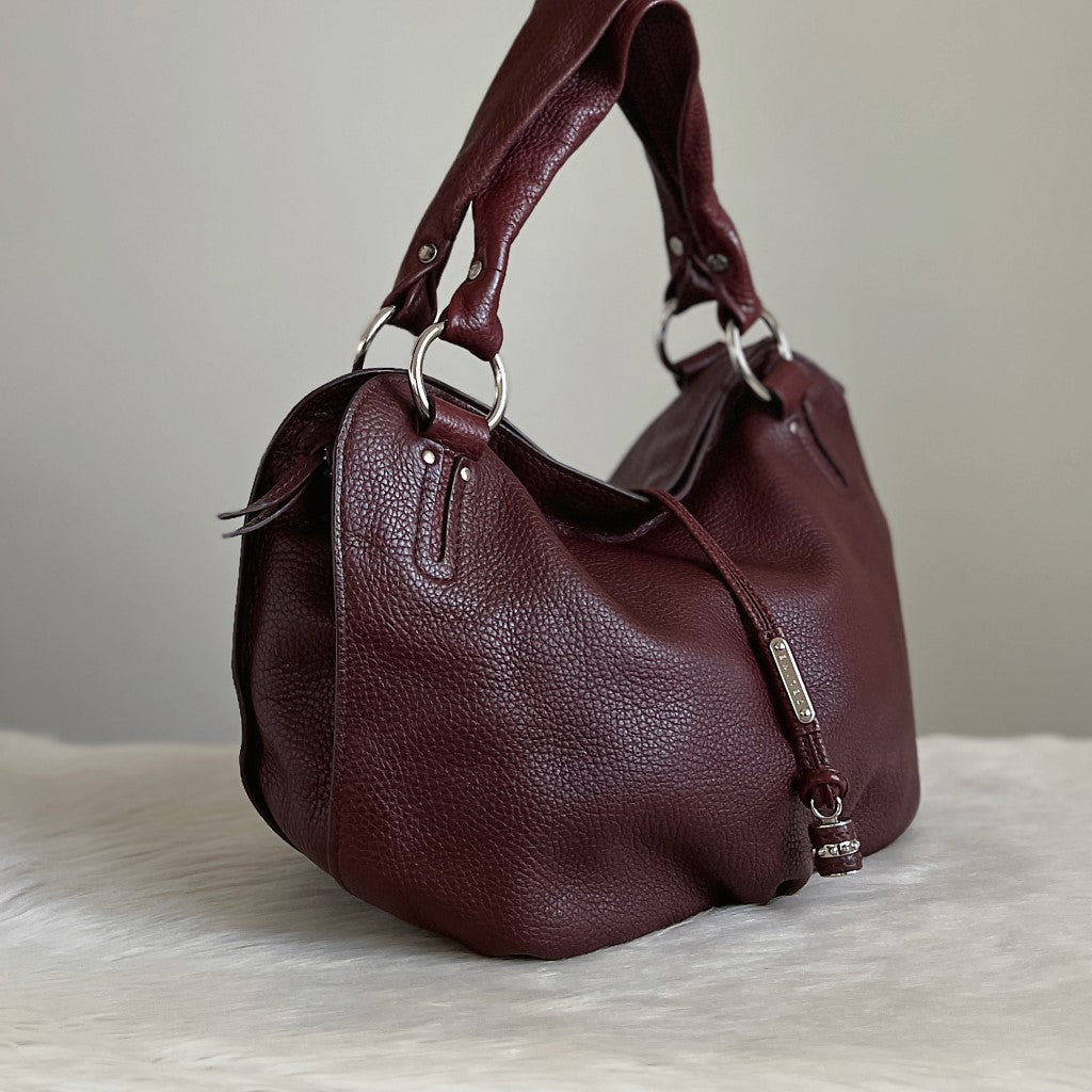 Celine Rust Leather Front Detail Shoulder Bag Excellent