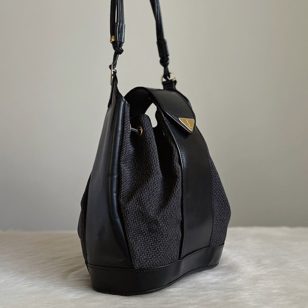 Saint Laurent YSL Packwork Drawstring Bucket Shoulder Bag