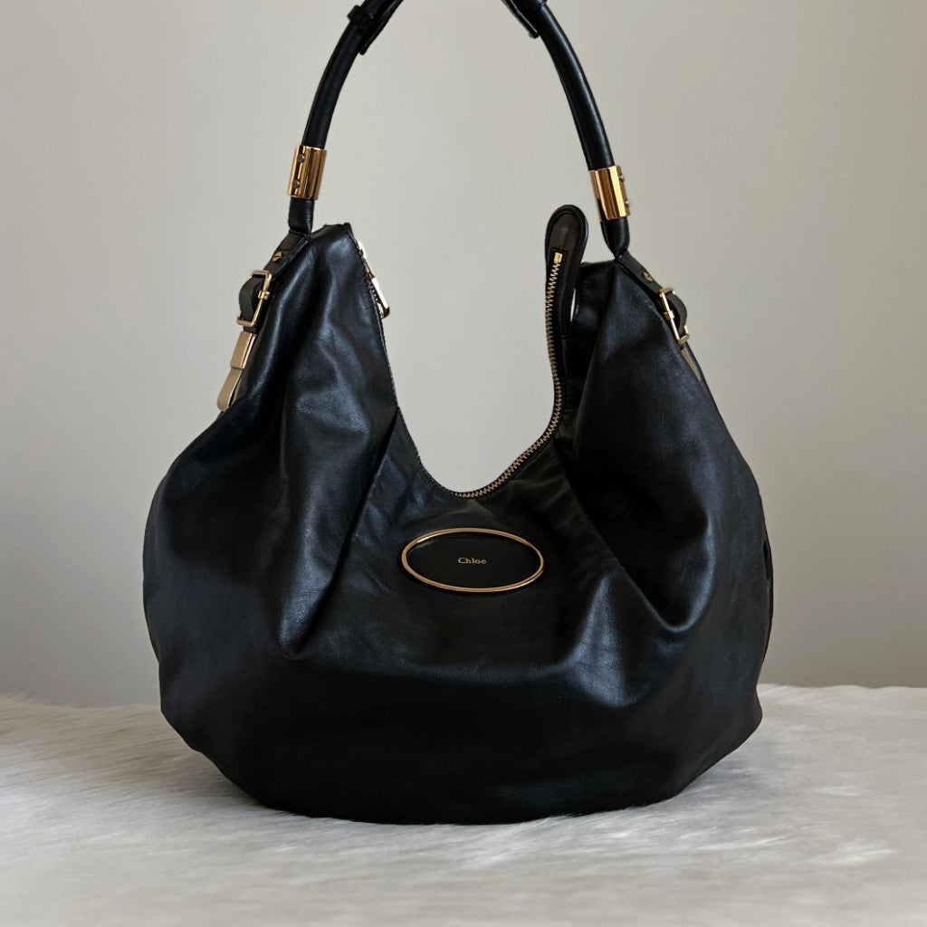 Chloe Black Leather Slouchy Half Moon Shoulder Bag