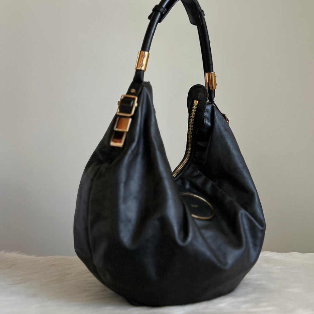 Chloe Black Leather Slouchy Half Moon Shoulder Bag