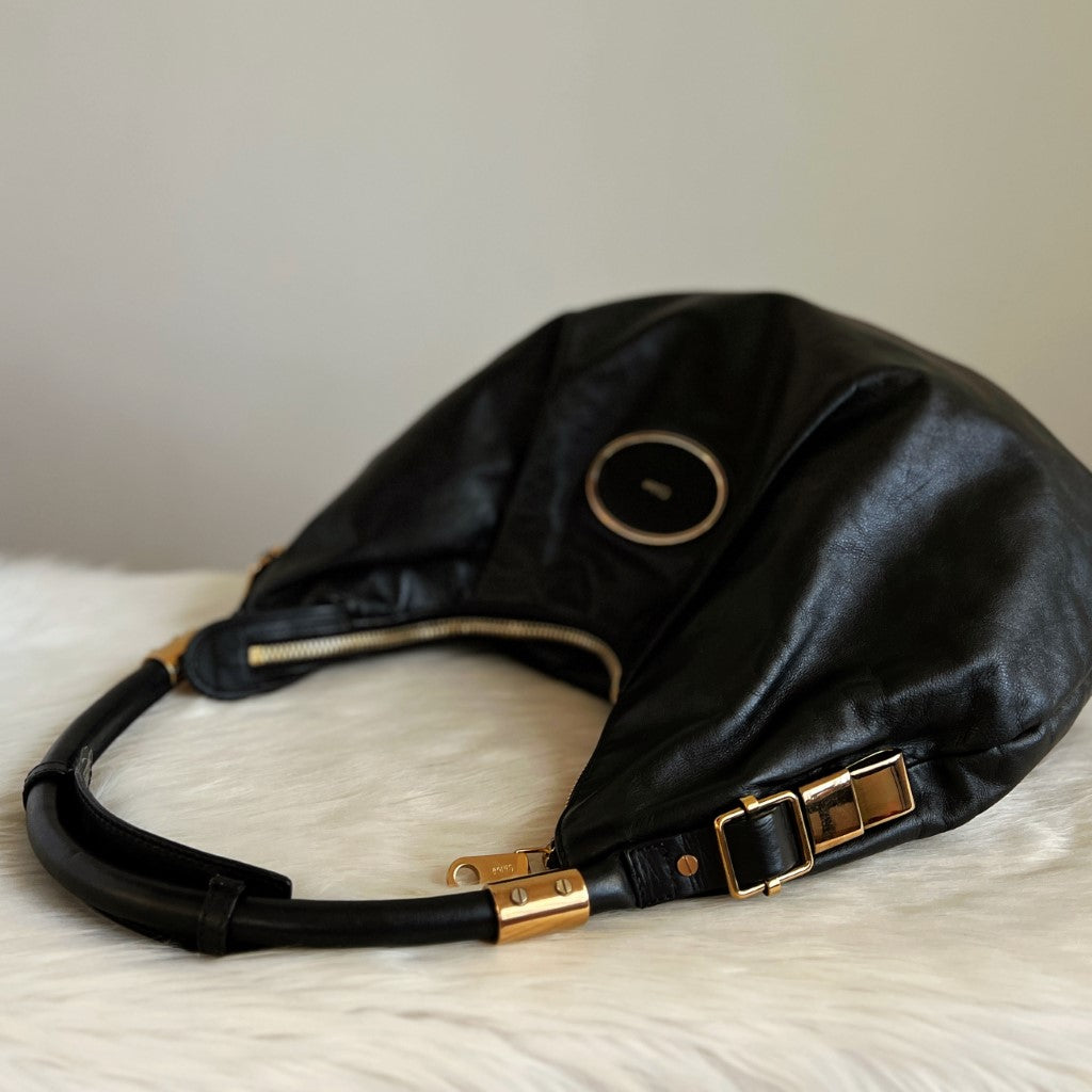 Chloe Black Leather Slouchy Half Moon Shoulder Bag