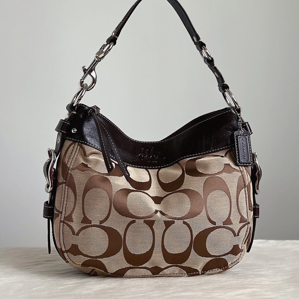 Coach Signature Monogram Slouchy Half Moon Shoulder Bag