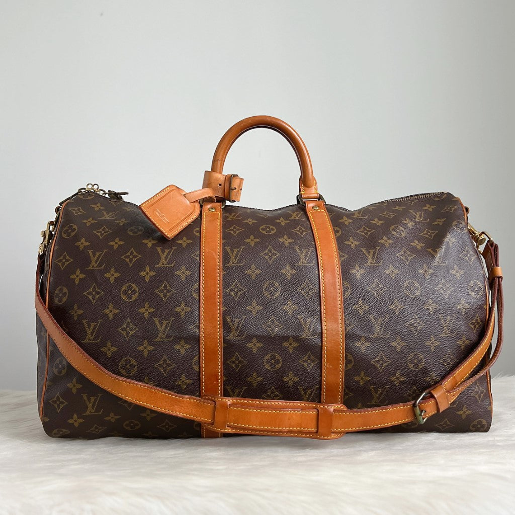 Louis Vuitton Signature Monogram Bandouliere Keepall 50 Travel Bag