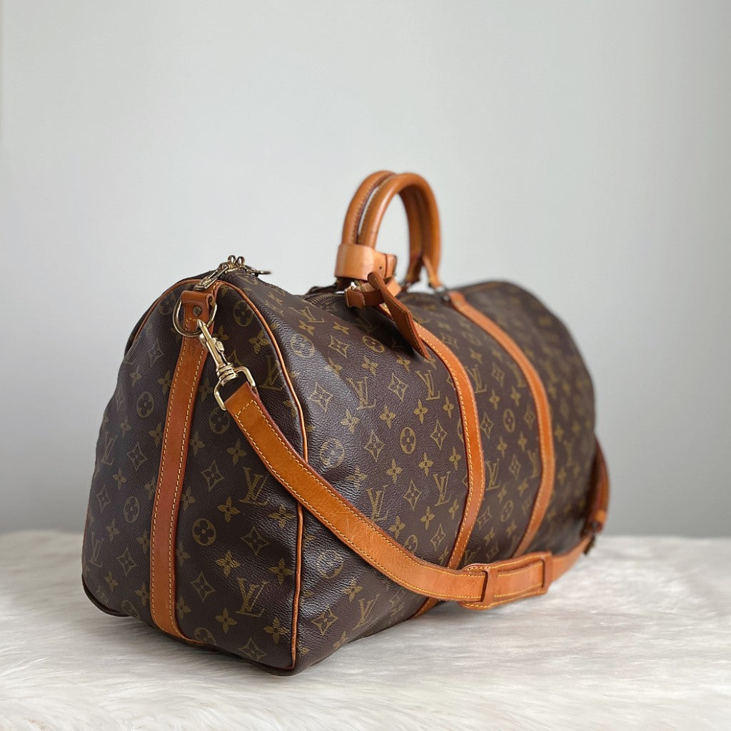 Louis Vuitton Signature Monogram Bandouliere Keepall 50 Travel Bag