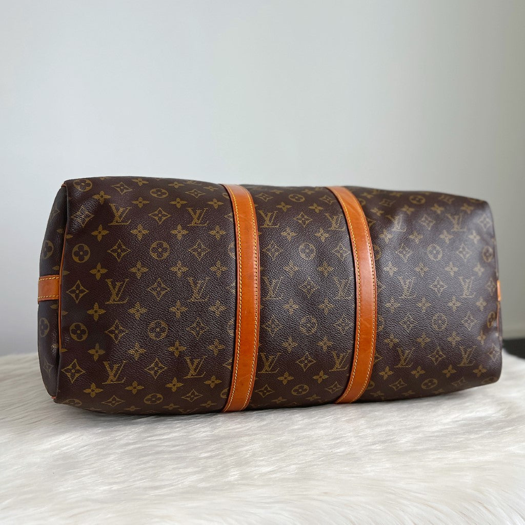 Louis Vuitton Signature Monogram Bandouliere Keepall 50 Travel Bag