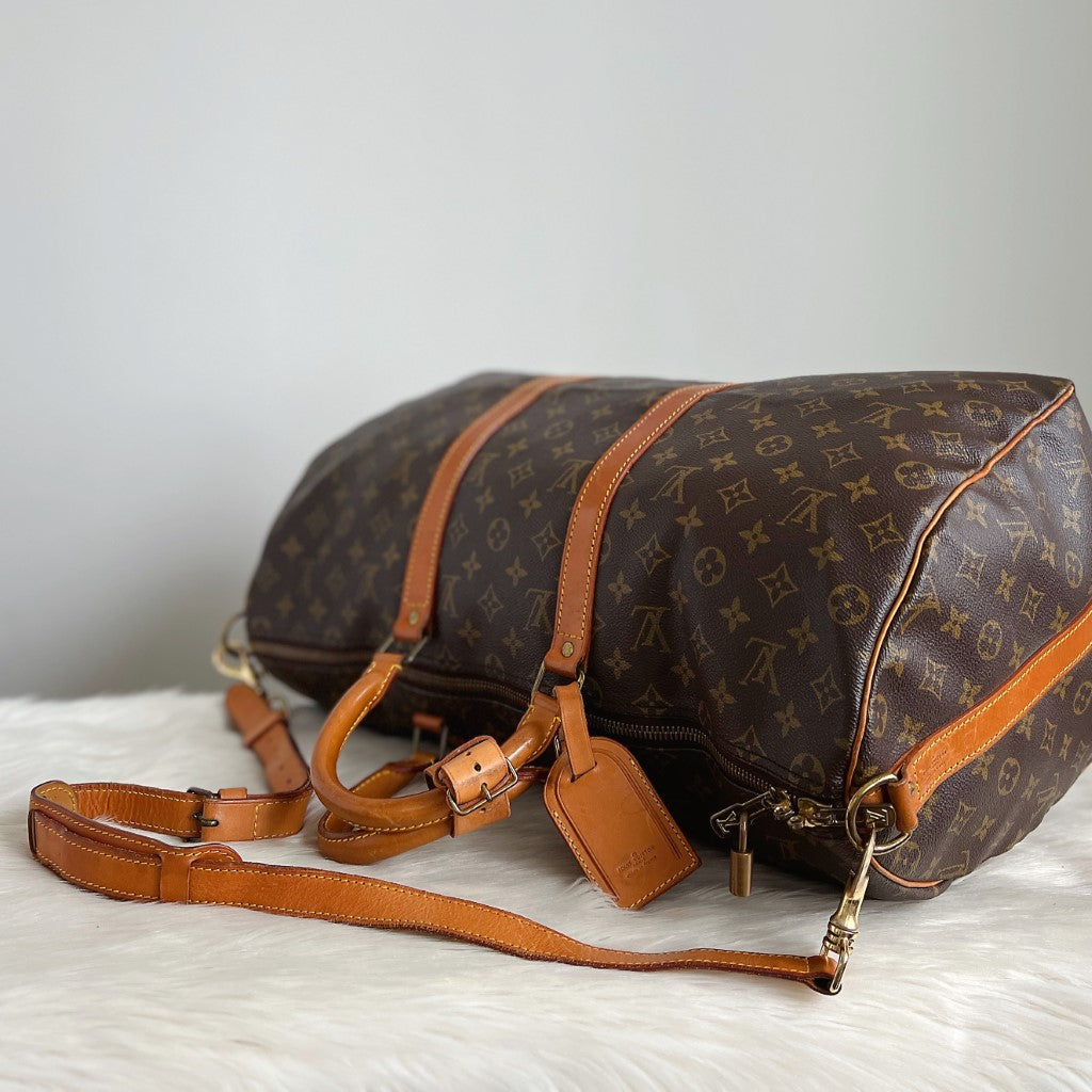 Louis Vuitton Signature Monogram Bandouliere Keepall 50 Travel Bag