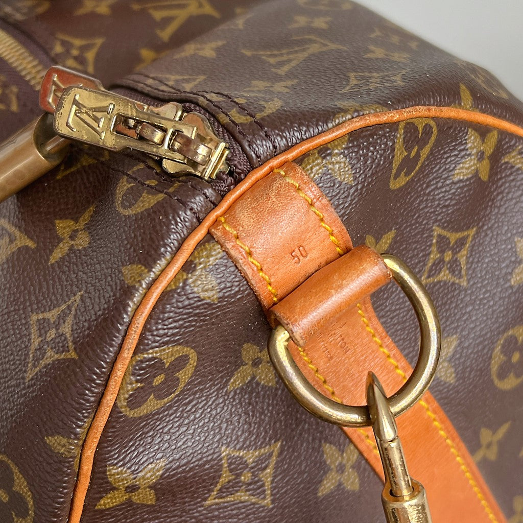 Louis Vuitton Signature Monogram Bandouliere Keepall 50 Travel Bag