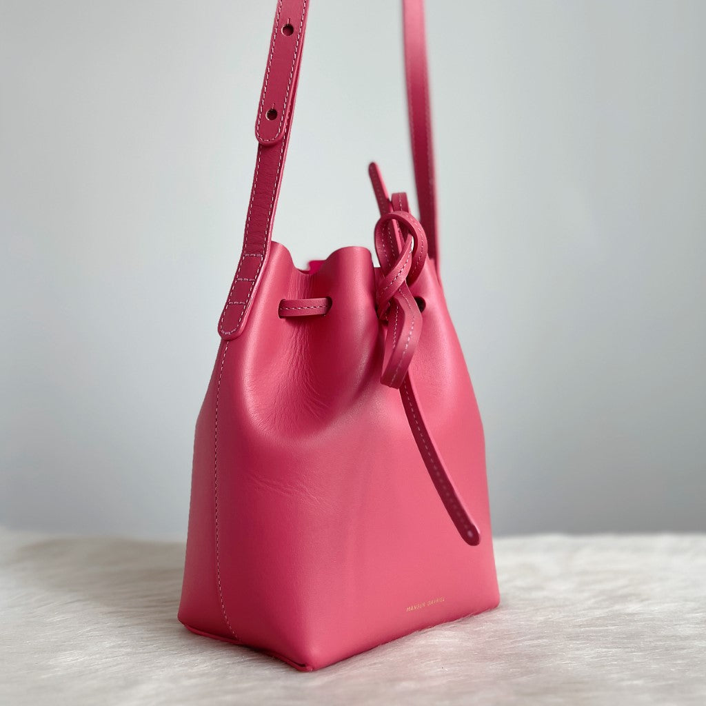 Mansur Gavriel Pink Leather Mini Bucket Drawstring Shoulder Bag Excellent