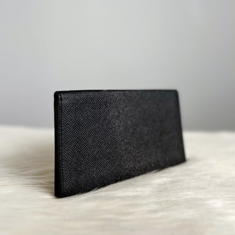Bvlgari Black Leather Classic Fold Unisex Long Wallet Like New
