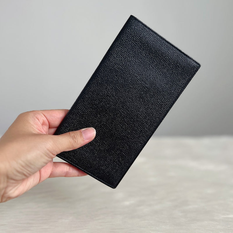 Bvlgari Black Leather Classic Fold Unisex Long Wallet Like New