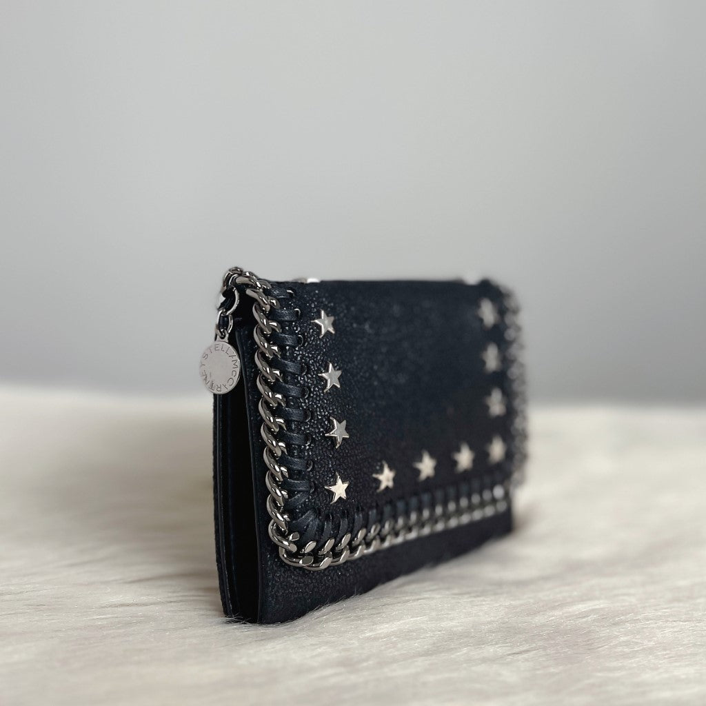 Stella McCartney Black Signature Star Detail Falabella Tri Fold Wallet