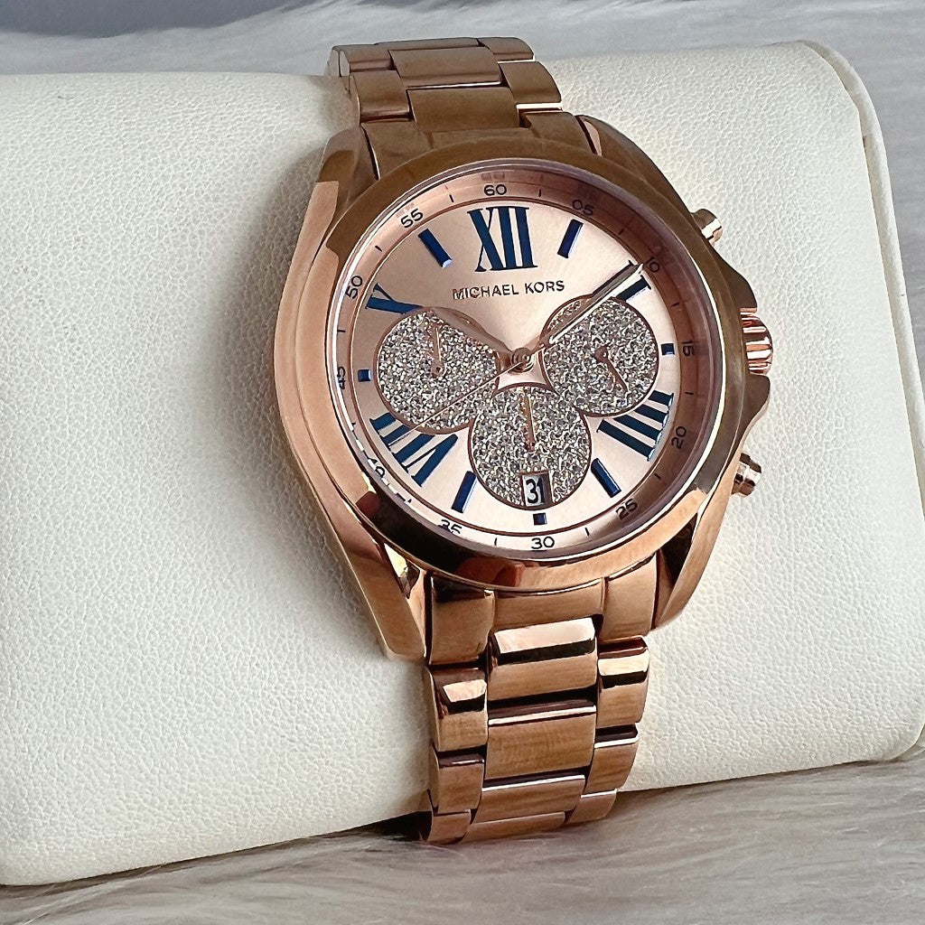 Michael Kors Rose Gold Bradshaw Crystal Women's Wrist Watch Like New