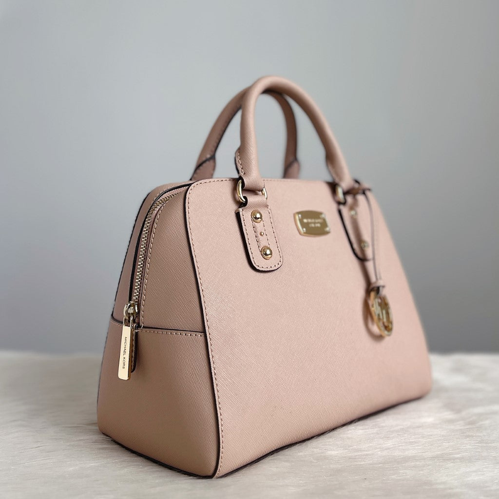 Michael Kors Blush Pink Leather MK Charm Boston Tote Bag